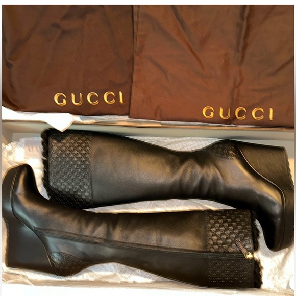 GUCCI TALL WEDGE BOOTS w/ Iconic GGs - Picture 5 of 9